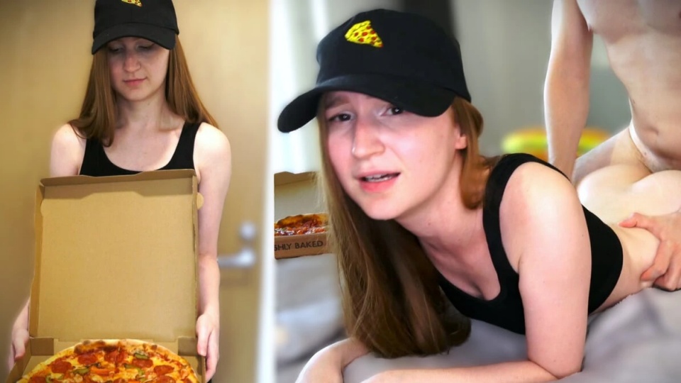 送货员吃了披萨并用热辣的阴户偿还了费用