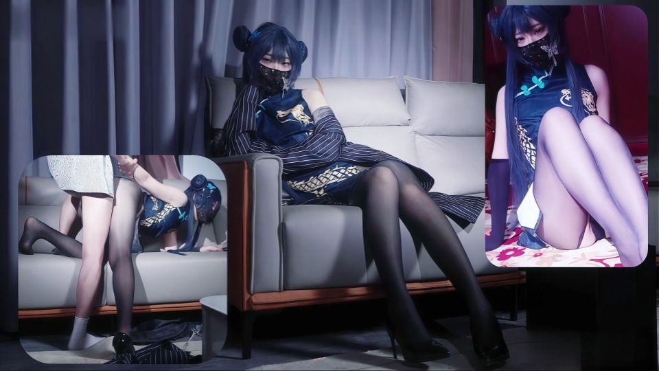 娇小玲珑福利姬嫩妹COS明纱柚奈，碧蓝档案妃笑无套中出内射