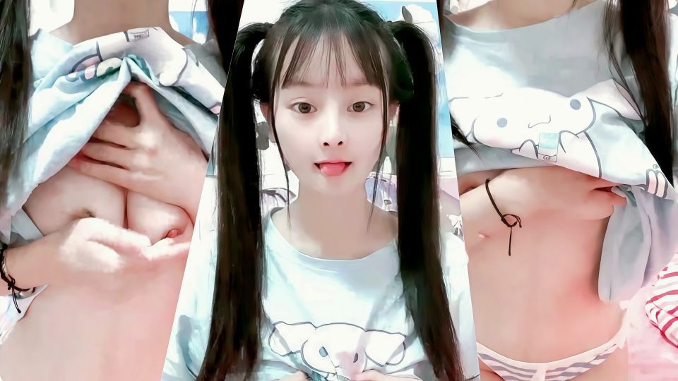 超嫩小萝莉刚满18双马尾卡哇伊，娇小身材撩起衣服揉捏贫乳