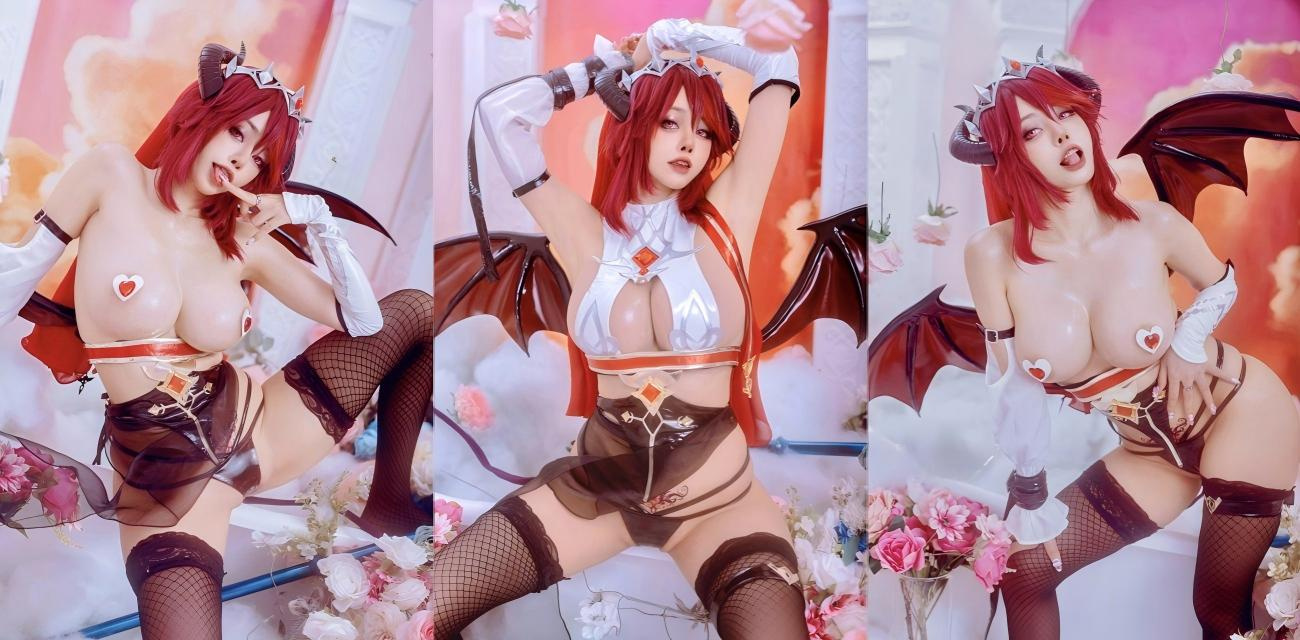 日本爆乳福利姬【Byoru】化身魅魔上演极致诱惑，黑丝紧裹雪白美腿舞骚抖奶诱惑力十足