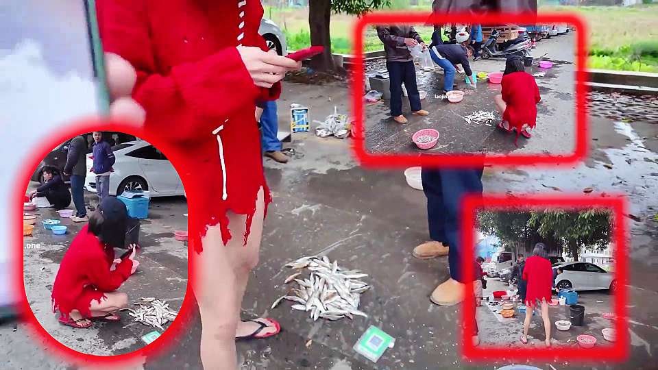 网红人气露出女神【cikaimoon】街头露出买海鲜，给鱼贩都看呆了